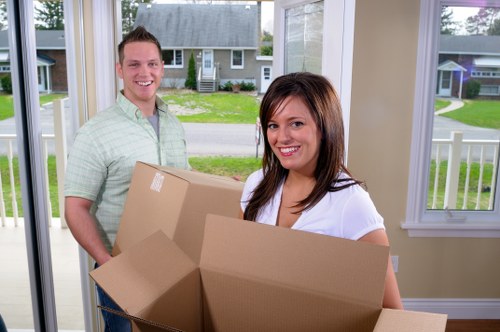Office relocation planning in Catford with boxes and office furniture